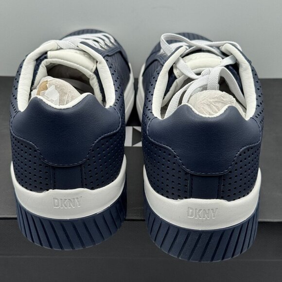 DKNY Navy Perforated Sneakers 10.5 M Rubber Sole Lace-Up Athletic Style Comfort - Picture 4 of 11